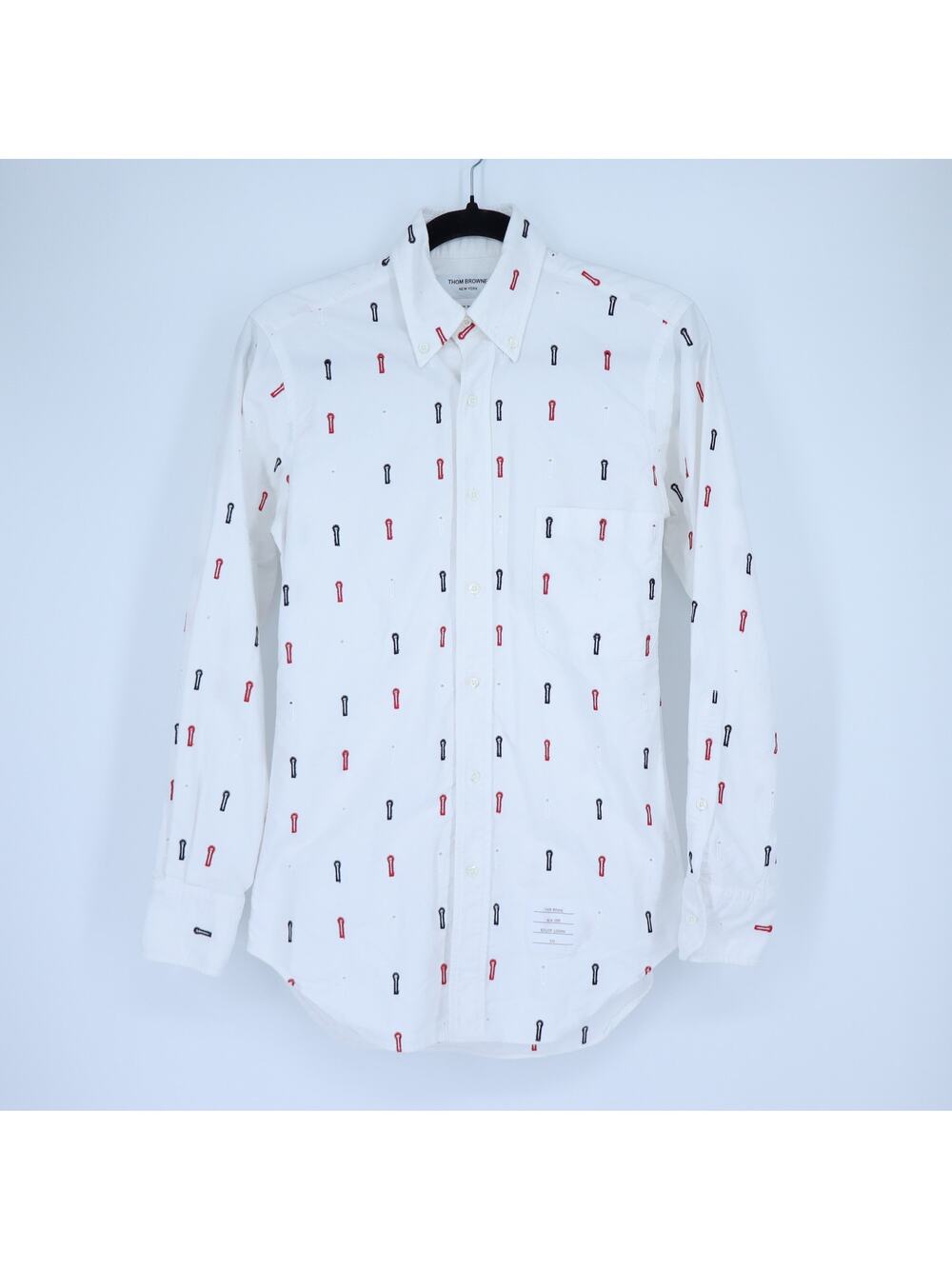 THOM BROWNE Embroidered Button Down Shirt White Long Sleeve Women's 1/US S